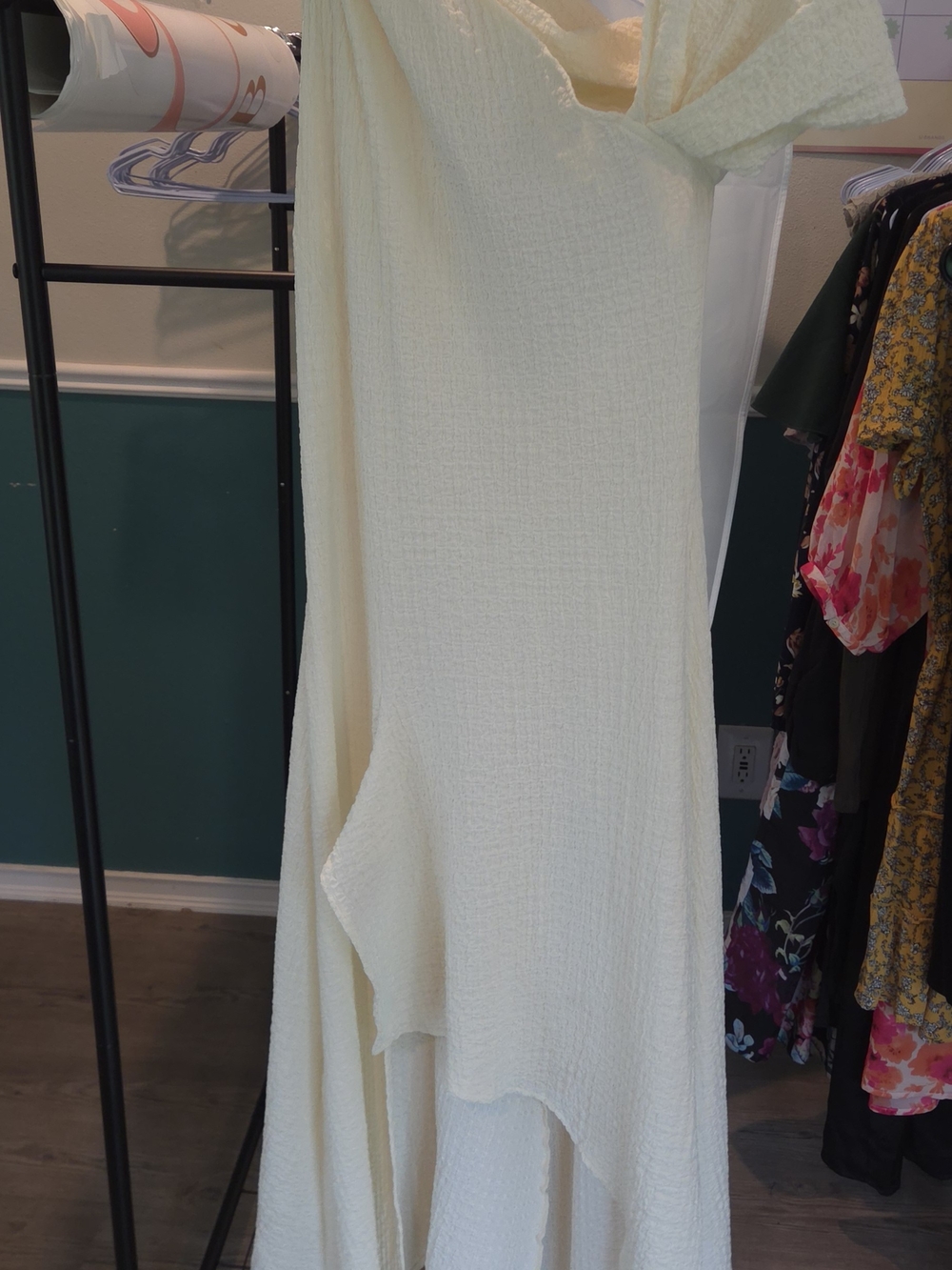 Joyfolie Cream Asymmetrical Maxi Dress